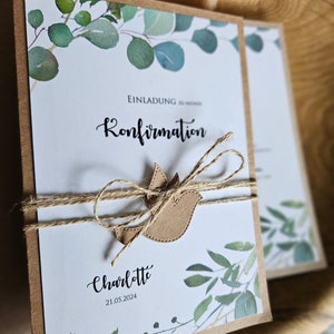 Einladungen zur Hochzeit Kommunion Taufe Konfirmation Eukalyptus 2024 Einladungskarten Kraftpapier Vintage EUKALYPTUS Greenery Bild 2