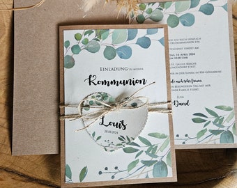 Einladungen zur Hochzeit Kommunion Taufe Konfirmation | Eukalyptus | 2024  | Einladungskarten | Kraftpapier | Vintage | EUKALYPTUS Greenery