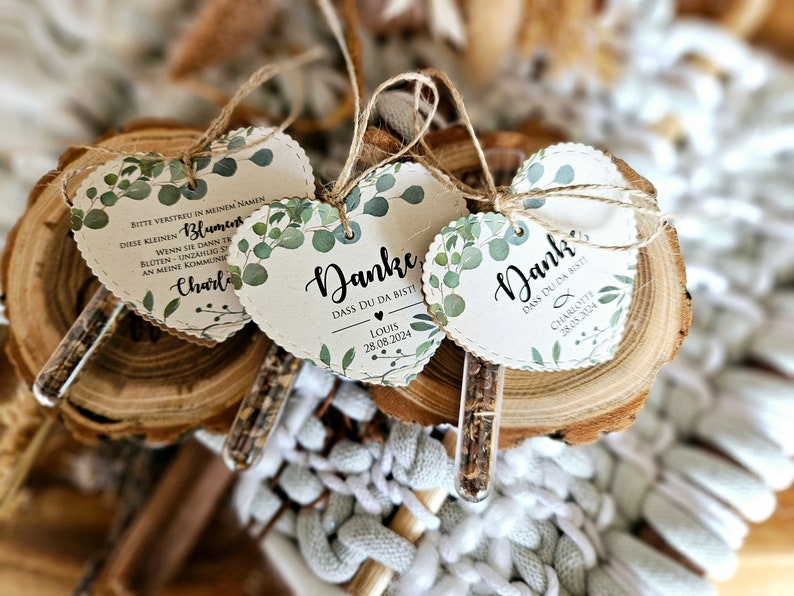 10x GUEST GIFT Wedding Baptism Communion Vintage Boho personalized Party Favors Flower seeds Dandelions Wedding guest gift image 1