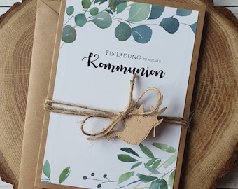 Einladungen Kommunion Taufe Konfirmation | Eukalyptus | invitation 2024  | Einladungskarten | Kraftpapier | Vintage | EUKALYPTUS B6 Greenery