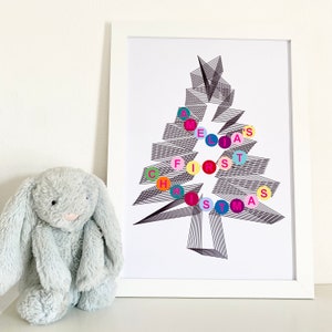 Personalised Baby's First Christmas Abstract Print