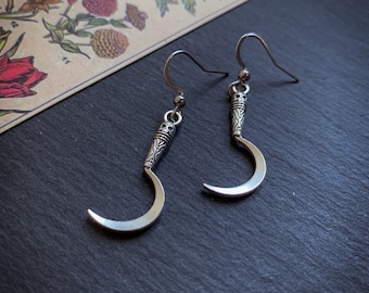 sickle earrings- witchy goth