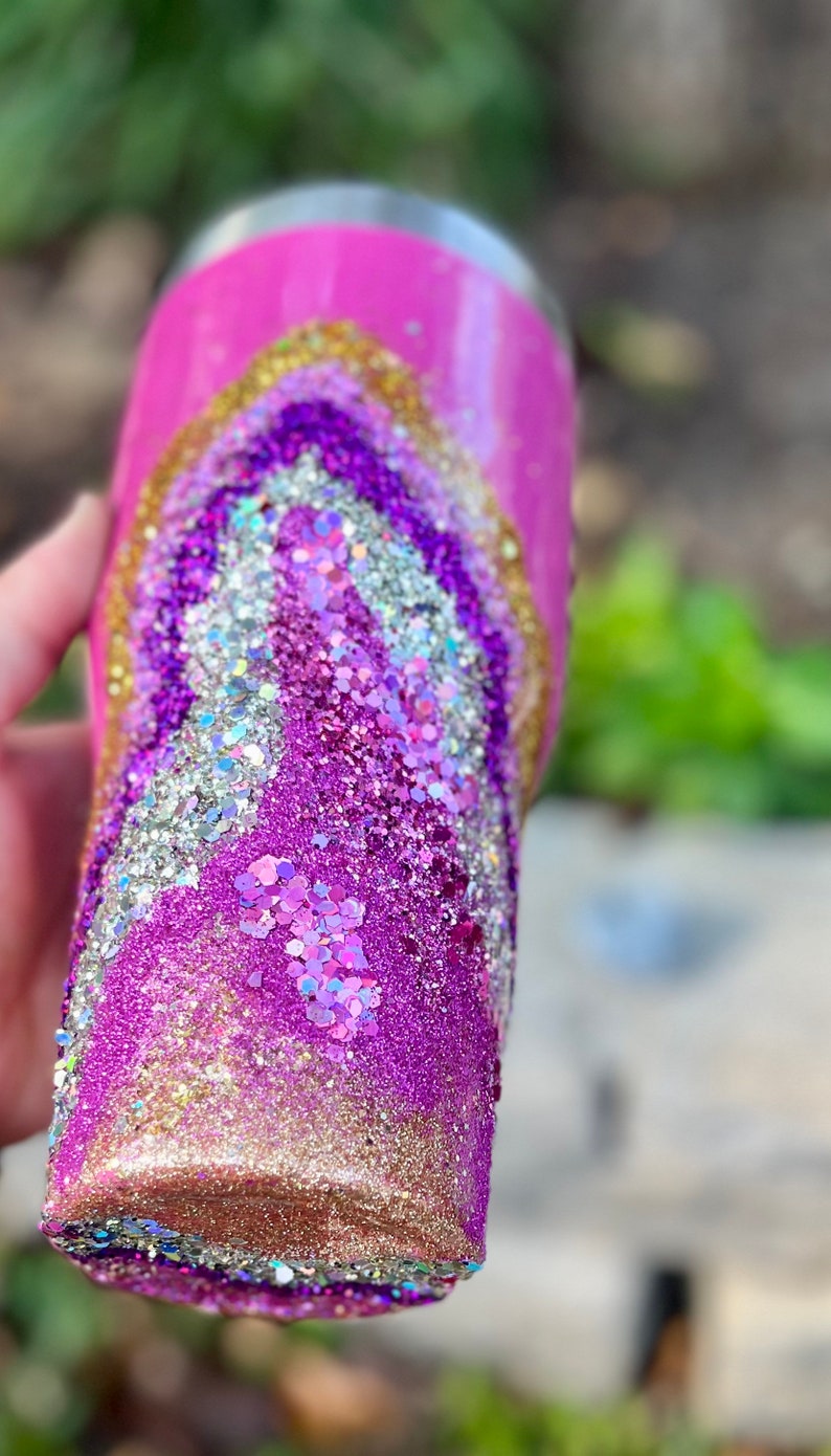 Geode Travel Mug 30oz. With Lid Pink & Gold Geode Glitter Etsy