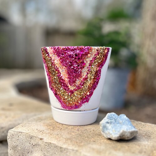 Jardinière succulente géode scintillante 4 po.