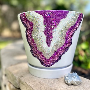 Custom Glitter Geode Planter |Succulent Planter| Crystal Decor Flower Pot