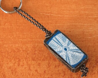 Cyanotype Sea Keyring 5, brown finish