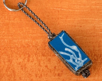 Cyanotype Sea Keyring 6, brown finish