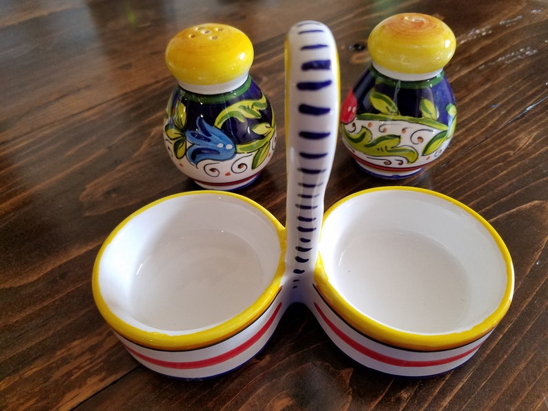 Hand Painted Italian Ceramic Salt and Pepper Shaker Set Etsy