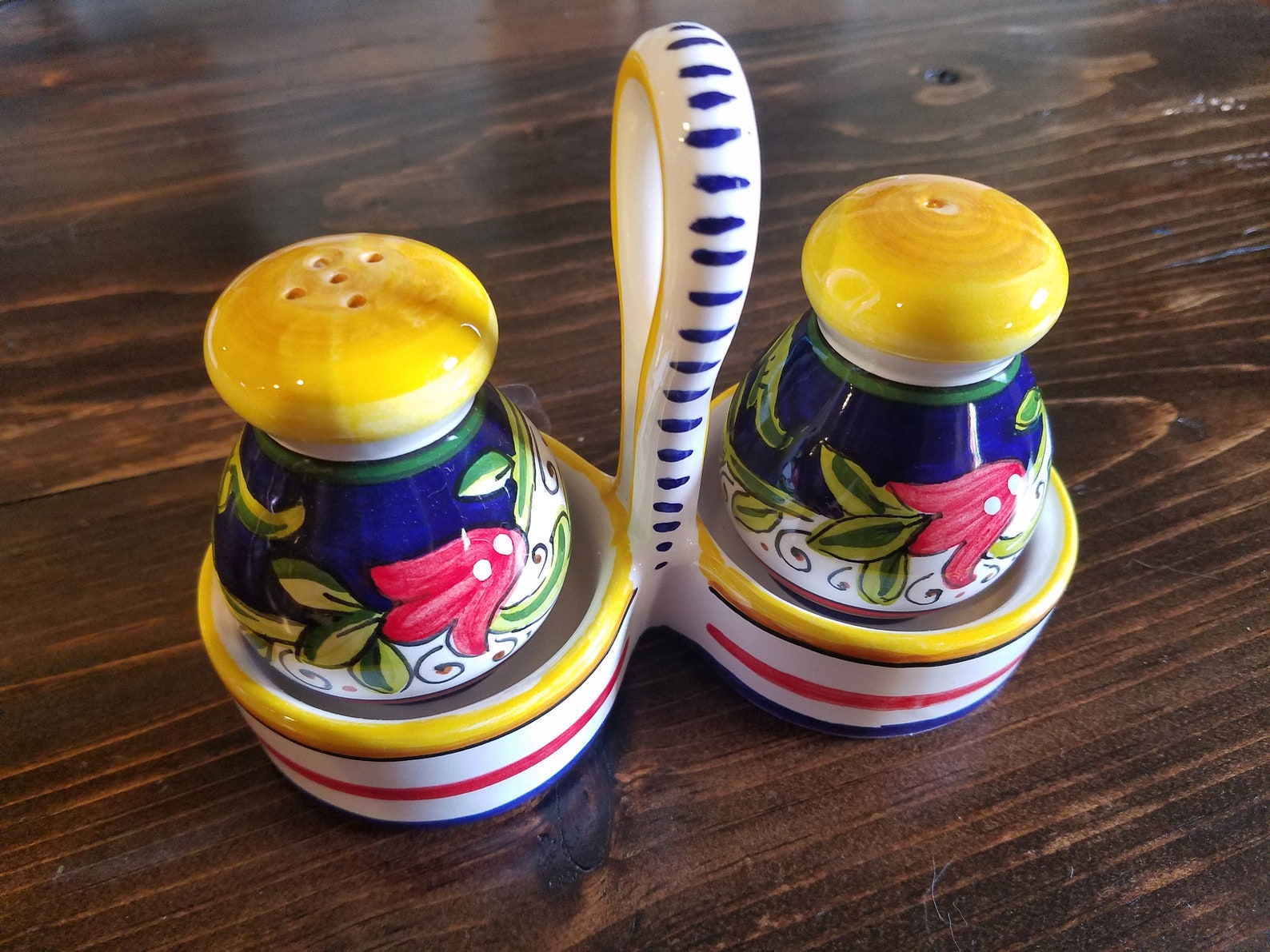 Hand Painted Italian Ceramic Salt and Pepper Shaker Set Etsy