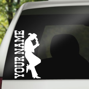 Cowboy car decal, western car accessories, custom car decal, western decal for truck, couples decals, cowboy stickers, family car decals