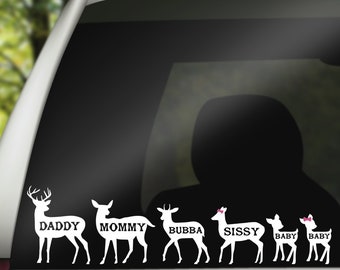 Deer family decal, deer family silhouette, hunting sticker, deer custom designs, family decal, stickers custom, hunting gifts for men