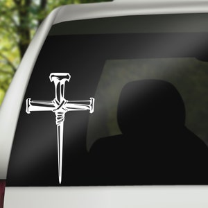 Cross and nails decal, religious cross decal, custom cross sticker, three nails cross, Jesus nails cross, cross sticker, Christian car decal