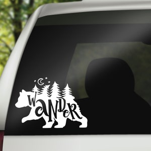 Wander car decal, bear decal for car, all who wander sticker, outdoor truck decal, hiking decal, camping sticker, gift for boyfriend