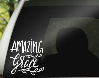 Amazing Grace car decal, amazing grace sticker, hymn sticker, religious gift for new driver, christian car decal
