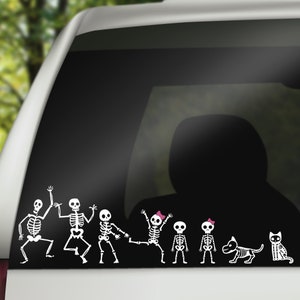 Skeleton family decal, custom family car decal, dog skeleton sticker, skeleton car accessories, skeleton sticker, halloween stickers