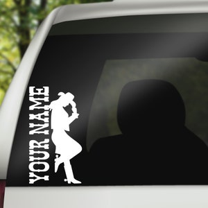 Cowgirl car decal, western car accessories, custom car decal, western decal for truck, couples decals, cowgirl stickers, family car decals