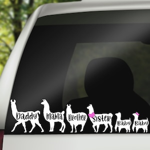 Llama family decal, mama llama car decal, llama family sticker, family car decal, personalized llama car decal, llama sticker, custom decal