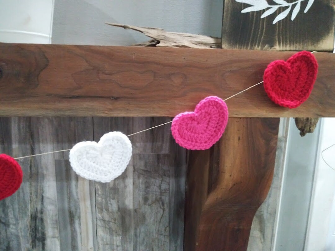 Crochet Valentine Garland Crochet Heart Garland Valentine Decoration