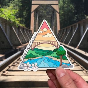 New River Gorge National Park sticker, hand drawn design, West Virginia, Laminated, water resistant, one sticker