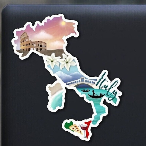 Italy sticker, hand drawn design, italian art, beach wine venice, Matte Laminated, water/uv resistant, one sticker