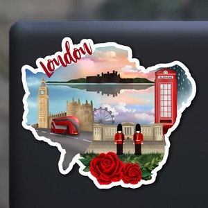 London sticker, hand drawn design, europe art, Matte Laminated, water/uv resistant, one sticker
