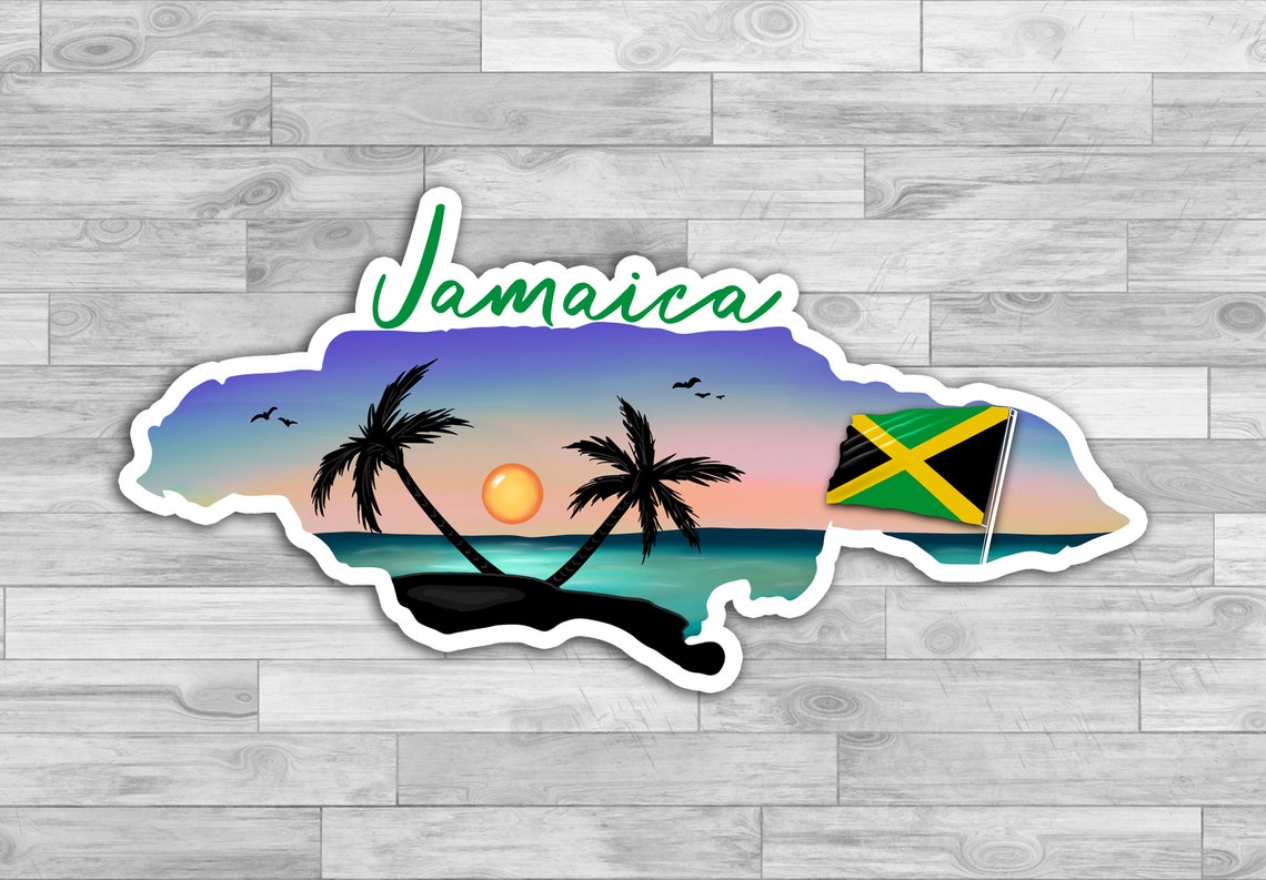 2 Jamaica Stickers Hand Drawn Design Palm Trees Beach Etsy