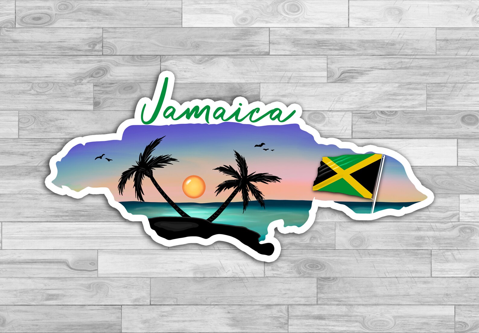 2 Jamaica Stickers Hand Drawn Design Palm Trees Beach Etsy