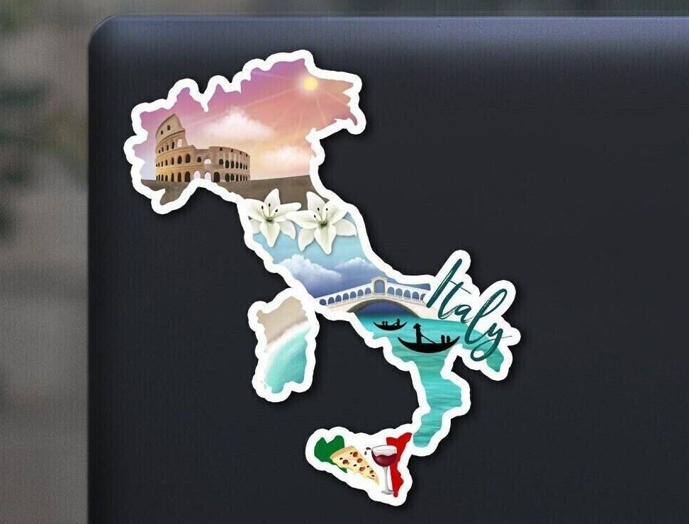 Italy Map-Flag Vinyl Sticker – Italian Pride Bumper Decal