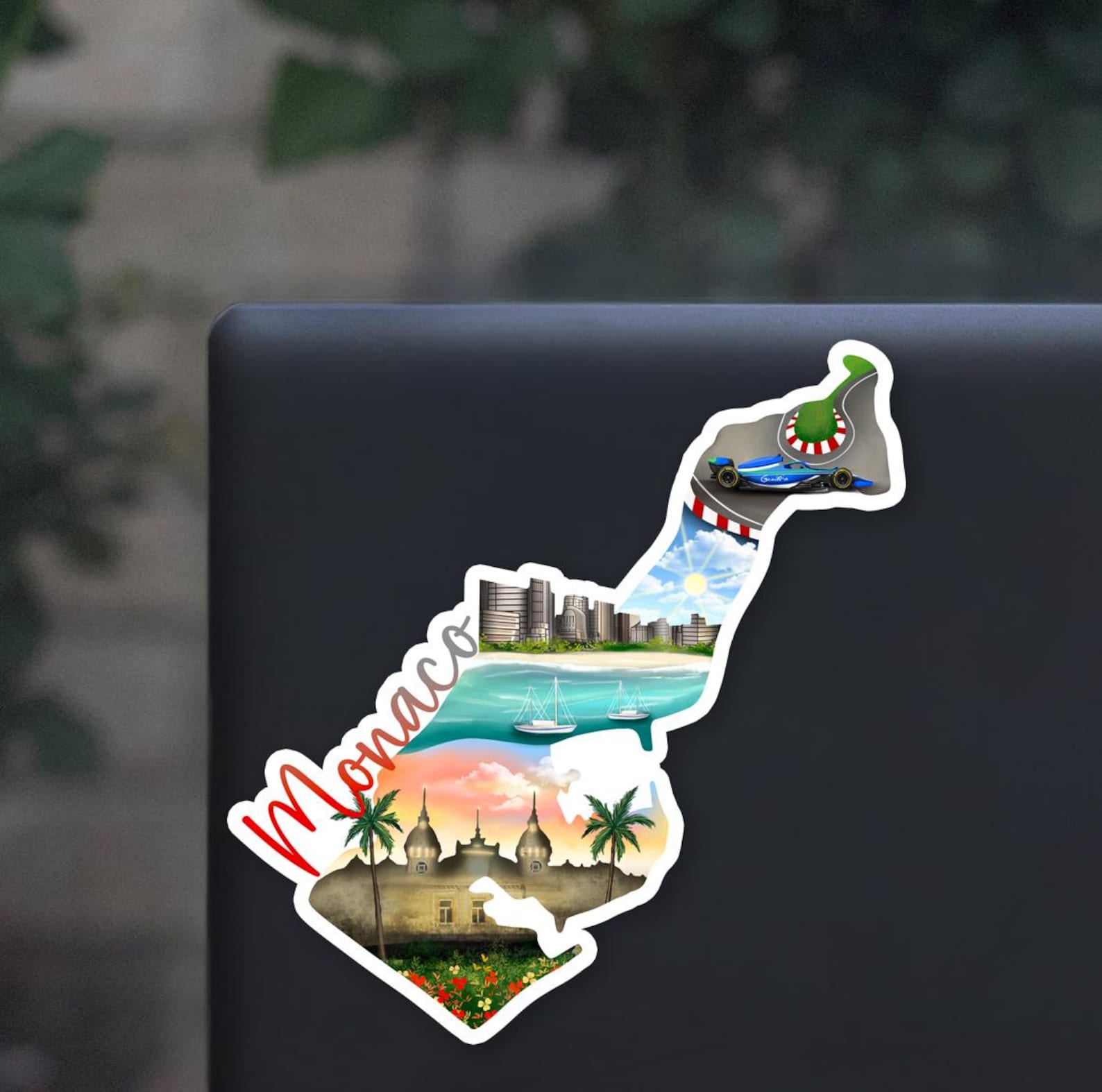Monaco France Sticker, Hand Drawn Design, Formula 1, Monte Carlo, Matte ...