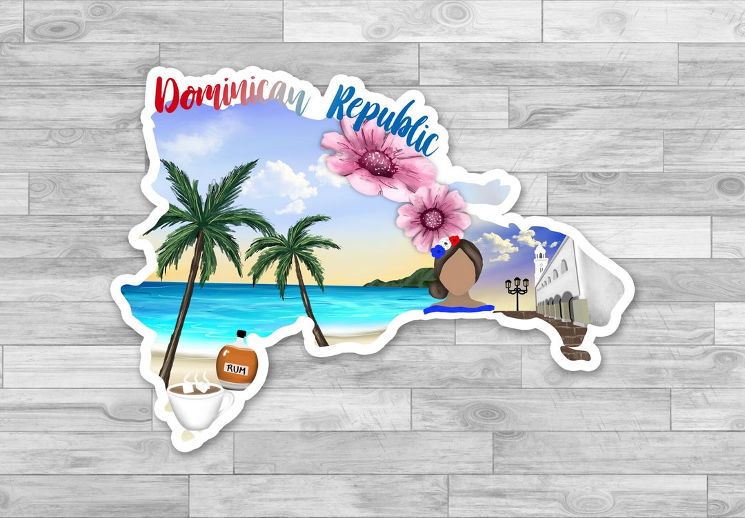 2 Dominican Republic Stickers Hand Drawn Design Beach Rum - Etsy