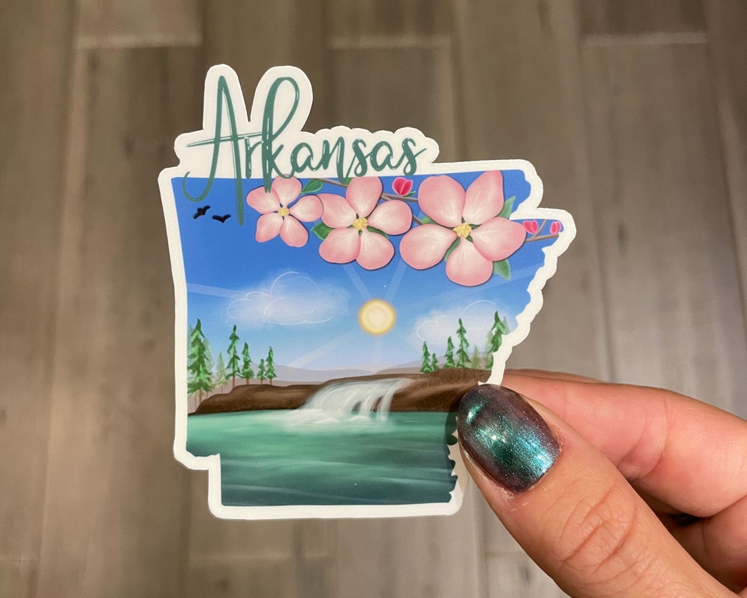 Arkansas Native Sticker Arkansas State Sticker, Hand Drawn Design, Hot Springs Flowers, Matte ...