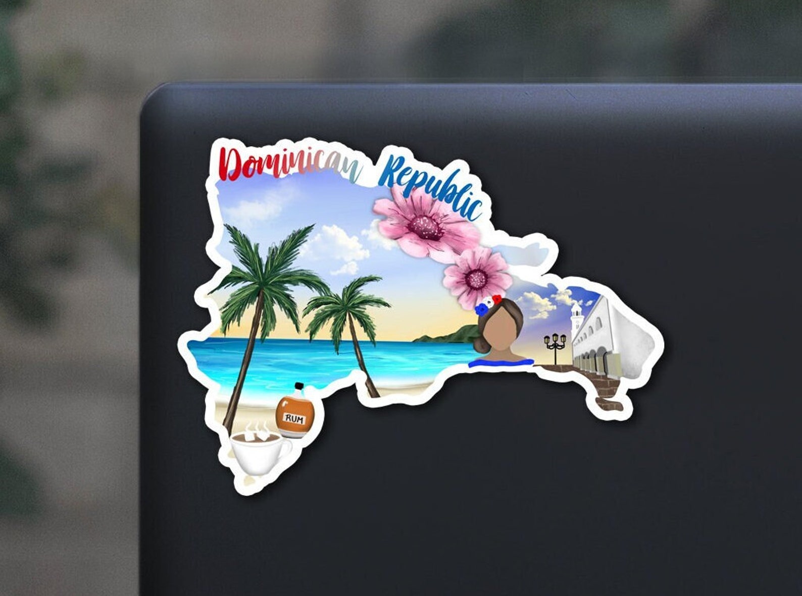 Dominican Instrument Sticker Dominican Republic Sticker, Hand Drawn Design, Beach, Rum, Laminated ...