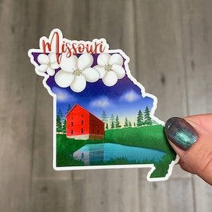Missouri sticker, hand drawn design, ozarks, Matte laminated, water/UV  resistant, one sticker
