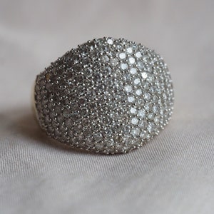 Estate 18K White Gold Diamond Pave Cocktail Ring