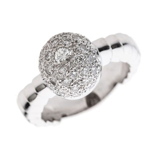 Estate 18KT White Gold Ball Design Ring