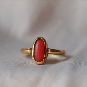 Estate Bohemian vintage 20K gold Oxblood Coral ring