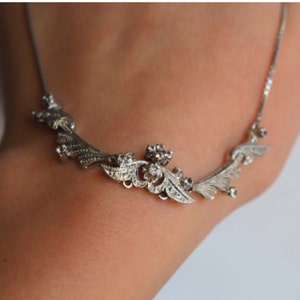 Estate Vintage Sterling Silver and Rhinestone Necklace