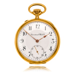 Estate INTERNATIONAL WATCH CO. 14KT Yellow Gold  Open-Faced Pocket Watch.