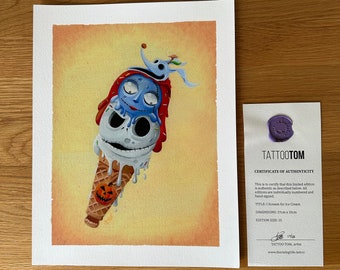 Giclée Jack and Sally Disney inspired fine art print by Tattoo Tom