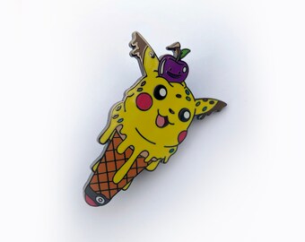 Pikachu & Ditto Pokemon Ice cream Cone Pin Badge by Tattoo Tom