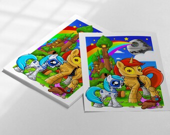 Cosmic Ponies art print by Tattoo Tom, inspired by My Little Pony & Star Wars (size A4)