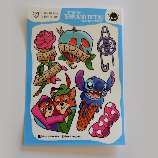 Stitch Temporary Tattoo Etsy