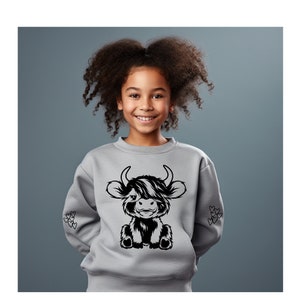 Sudadera juvenil Highland Cow, sudadera con capucha de vaca Highland, camisa de vaca Highland, sudadera de vaquilla, sudadera de vaca, regalo para los amantes de las vacas, regalo de granjero