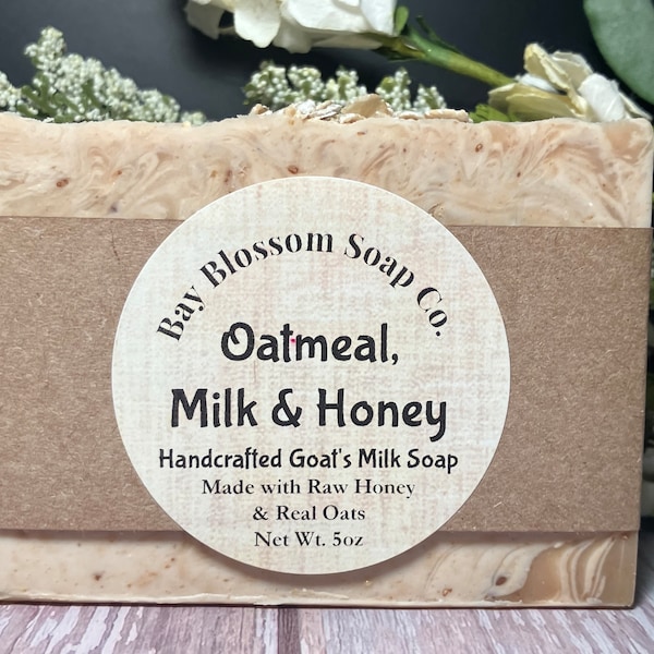 Oatmeal Milk & Honey Goats Milk Bar Soap, Handcrafted Soap, Handmade Soap, Goat Milk Soap
