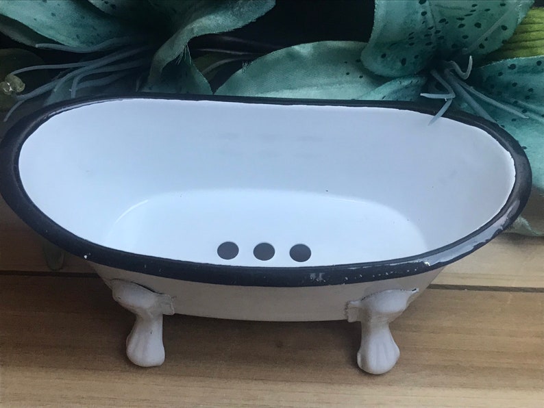 Vintage Clawfoot Bathtub Soap Dish Enameled Metal Soap Dish Etsy