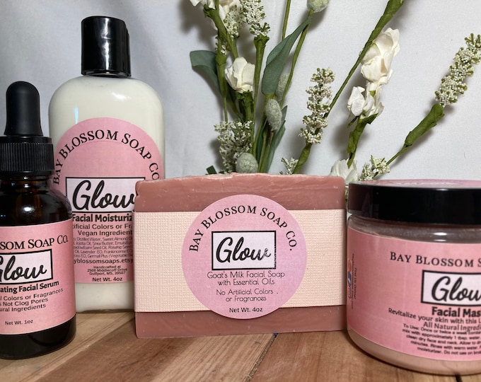 Glow Facial Care Set, Revitalizing Skincare, All Natural Face, Essential Oil Skincare