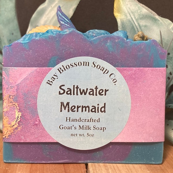 Saltwater Mermaid Handcrafted Goat Milk Soap, Goat Milk Soap, Handmade Soap, Ocean Theme, Mermaid Soap