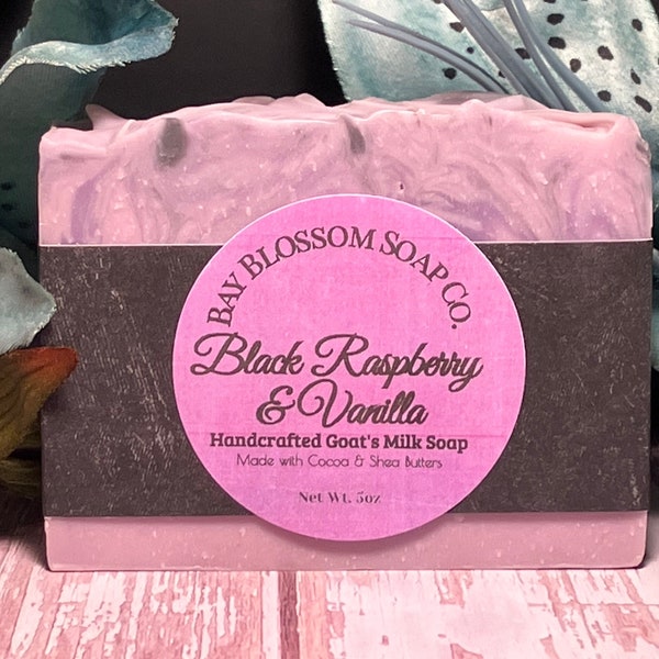 Black Raspberry Vanilla Goats Milk Bar Soap, Handmade Soap, Goat’s Milk Soap, Handmade Soap, Handcrafted Luxe Soap