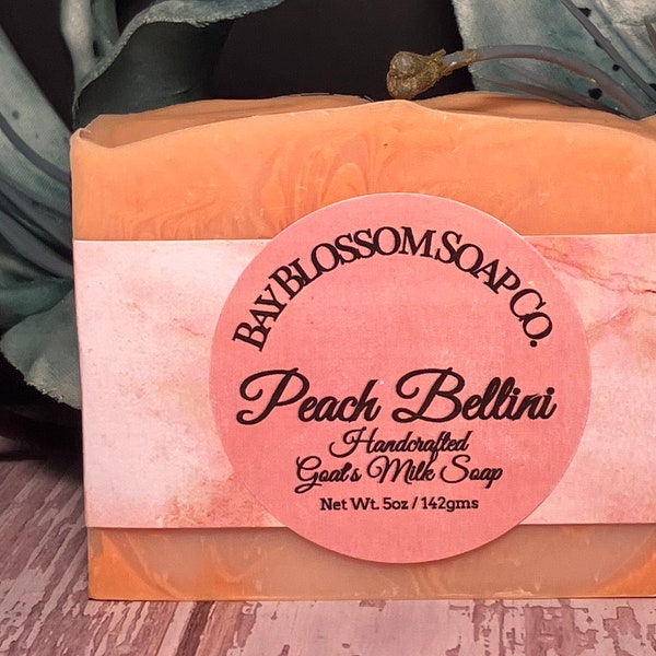 Peach Bellini Goats Milk Soap, Handcrafted Soap, Handmade Luxe Natural Soap