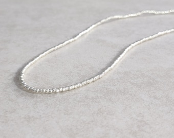 11/0 Metallic Silver necklace tiny seed bead necklace